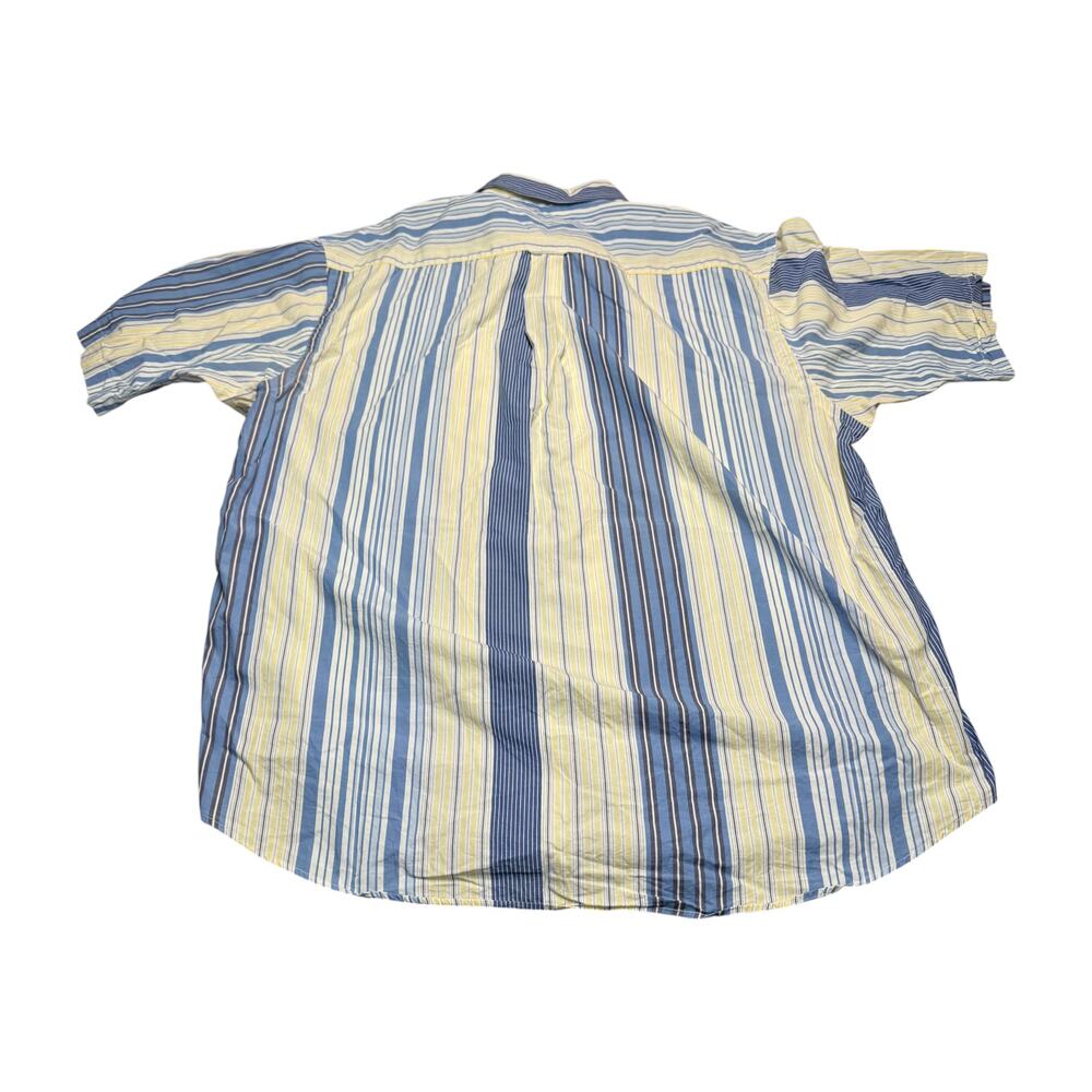 Nautica XXL Striped Short Sleeve Button Down Shirt Blue Yellow Cotton - Picture 4 of 6